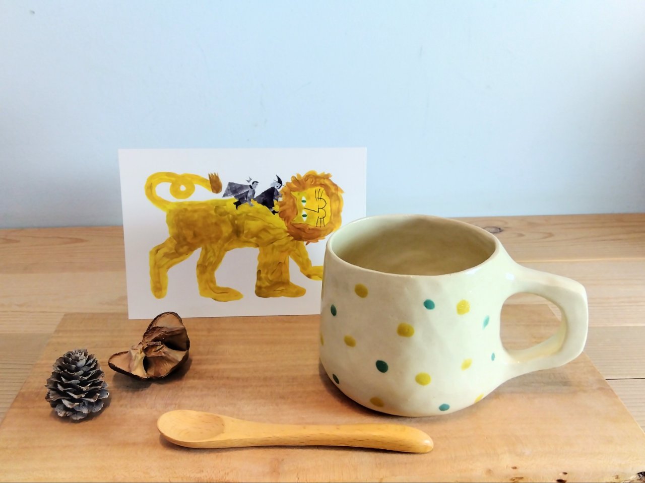 ドットマグカップ(スモーキーイエロー&グリーン)